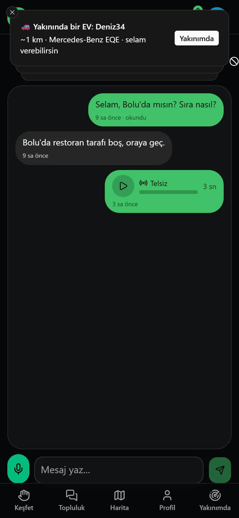 Bas-konuş telsiz ve mesajlar