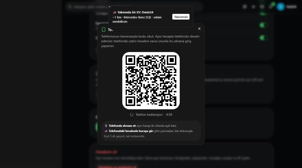 Telefonla bağla QR diyaloğu